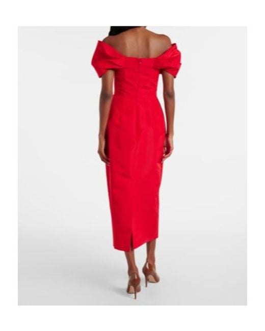 Carolina Herrera Red Off-Shoulder Silk Maxi Dress