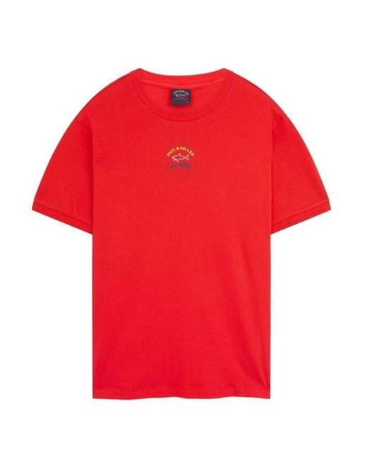 Paul & Shark Red Logo Printed T-Shirt for men