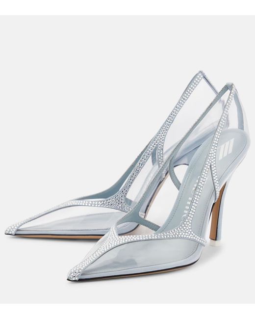 The Attico Blue Venus Chrome Pvc And Suede Pumps