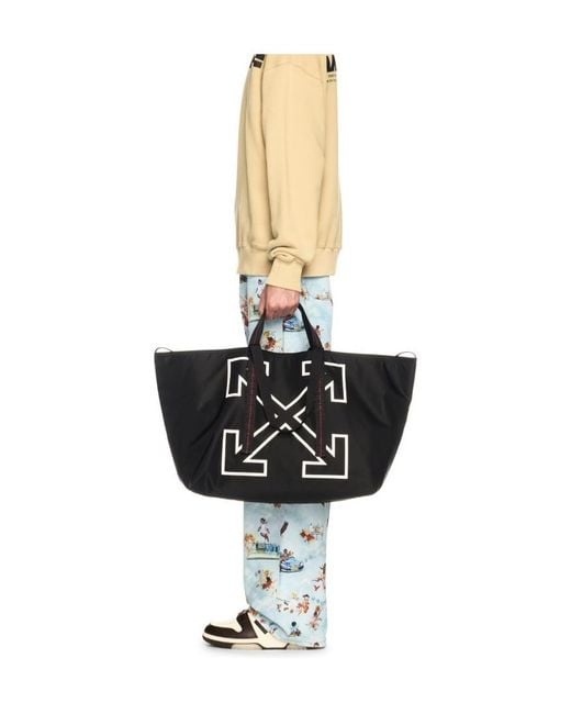 Off-White◉Virgil AblohトートバッグBEIGE BLACK◉ Off White Virgil Abloh Black Canva Commerciale Tote shopper
