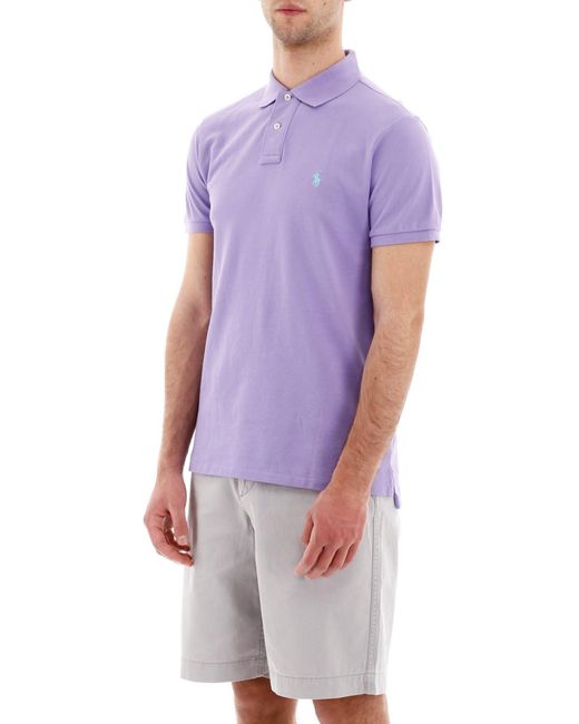 Polo Ralph Lauren Purple Logo Embroidered Short-Sleeved Polo Shirt for men