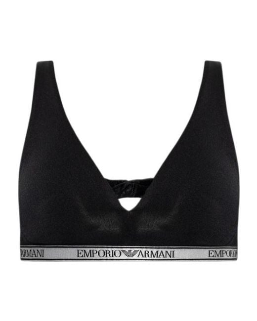 Emporio Armani Black Logo Elastic Triangle Bra