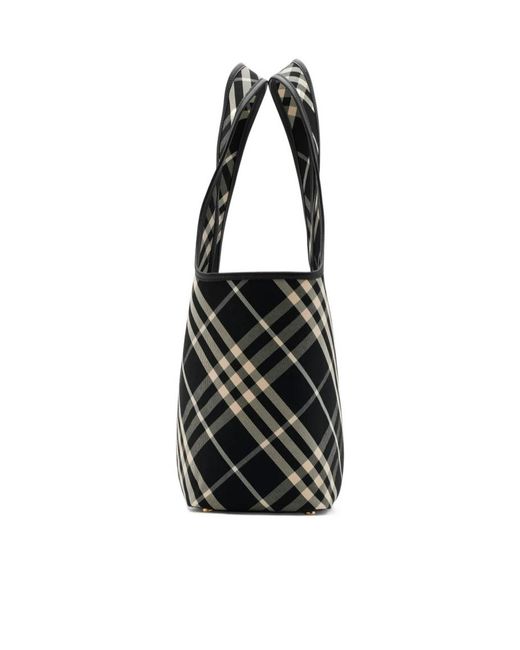 Burberry Black Nova Checked Top Handle Bag