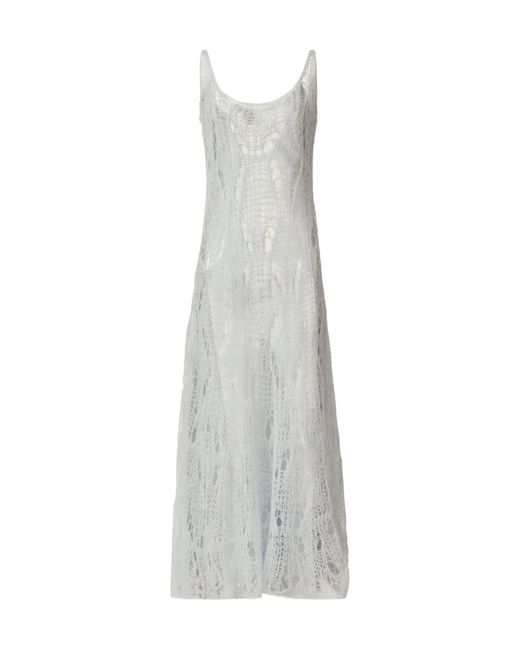 Fabiana Filippi White Spiderweb Knit Knitted Dress