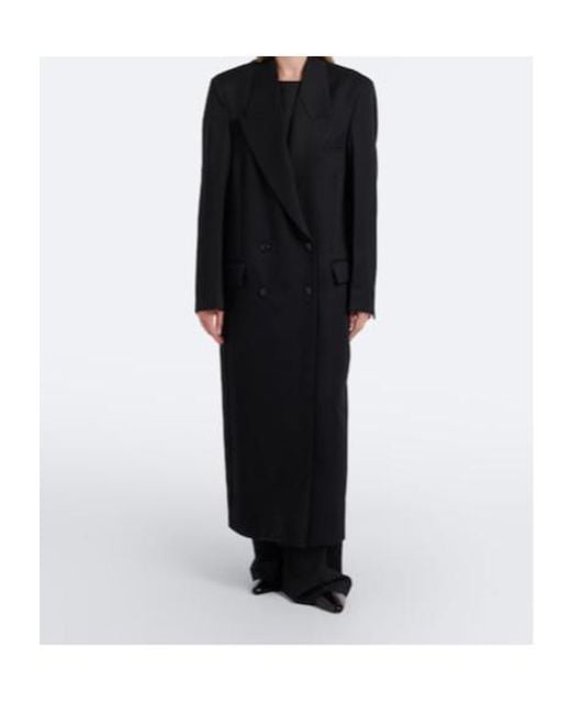 Rohe Black Double-Breasted Virgin Wool Coat
