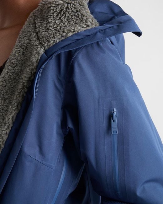 Prada Blue Belted Hooded Jacket
