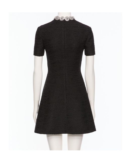 Valentino Black Embroidered Tweed Short Dress