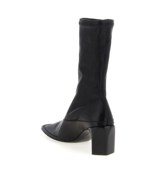 Jil Sander Black Square-Toe Ankle Boots