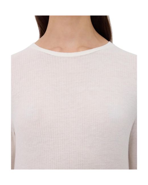 Loulou de Saison White Ribbed Knitted Long-Sleeved T-Shirt