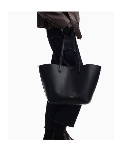 Emporio Armani Black 1981 Leather Shopper Bag