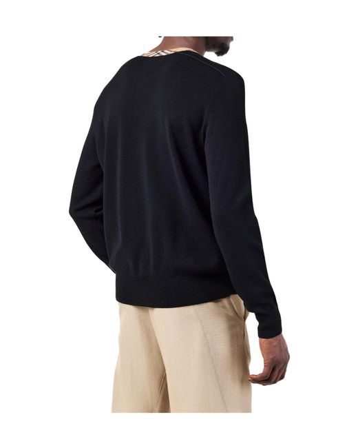 Burberry Blue Crew Neck Long-Sleeve Knit Sweater for men