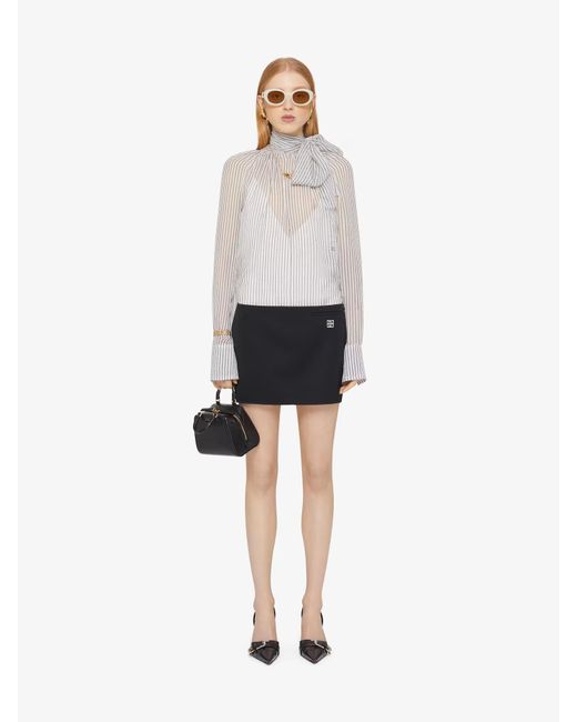 Givenchy Gray Polka Dots Printed High-Neck Blouse