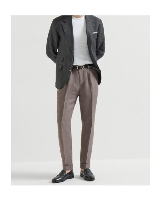 Brunello Cucinelli Gray Garment-Dyed Trousers for men