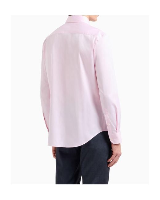Giorgio Armani Pink Button-Up Curved Hem Shirt for men