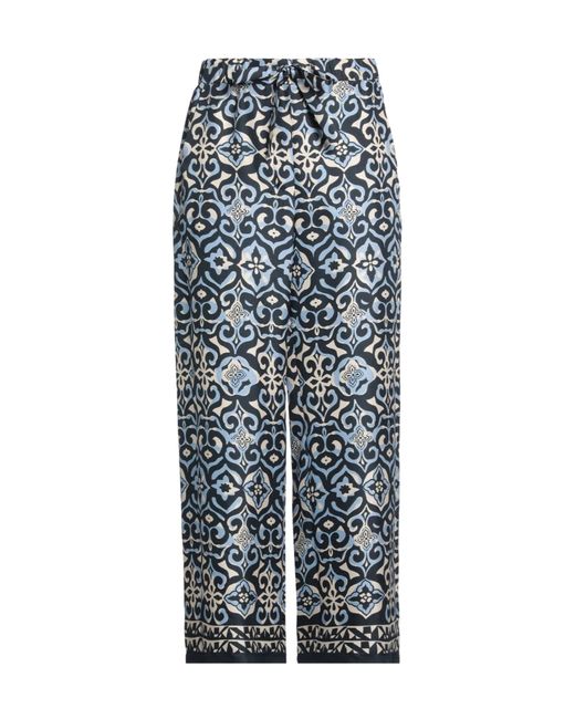 Max Mara Blue Multicolored Wide-Leg Trousers