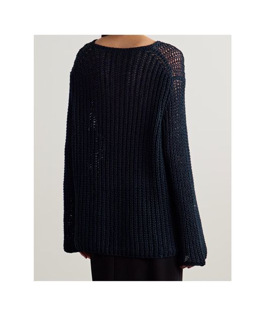 Khaite Blue Elowen Open-Knit Sweater