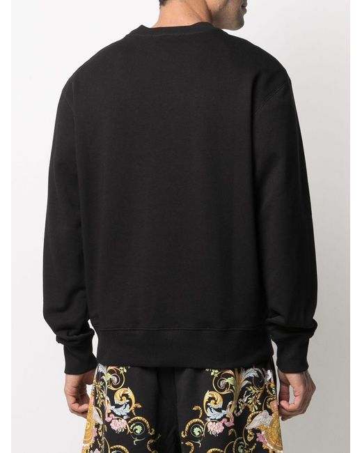 Versace Jeans Black Barocco-Print Cotton Sweatshirt for men