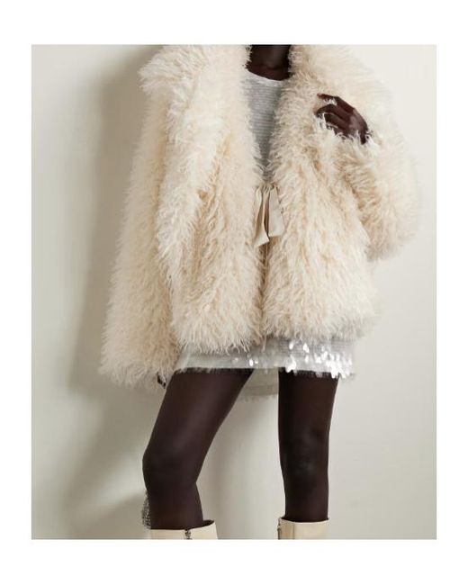 Norma Kamali Natural Faux Fur Coat