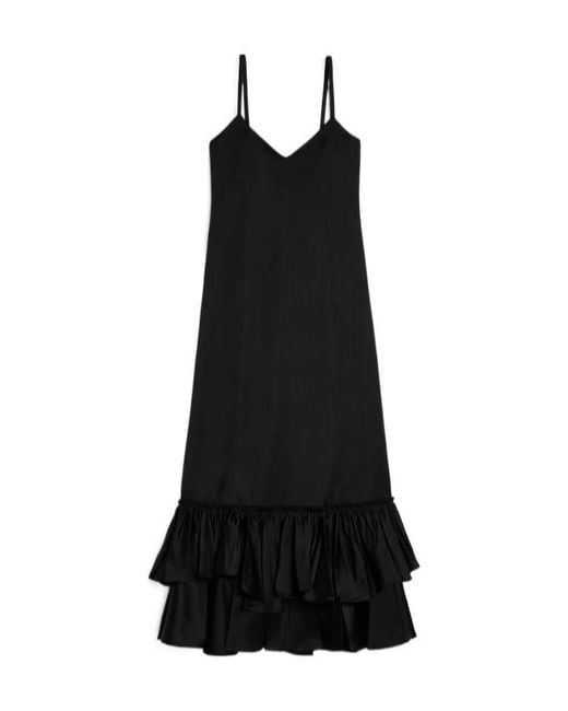 Jil Sander Black Silk Blend Ruffle Dress