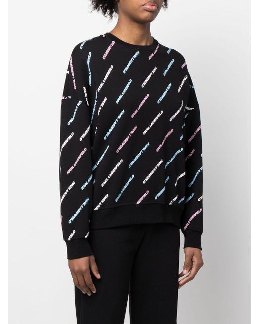 Karl Lagerfeld Black Logo-Print Sweatshirt
