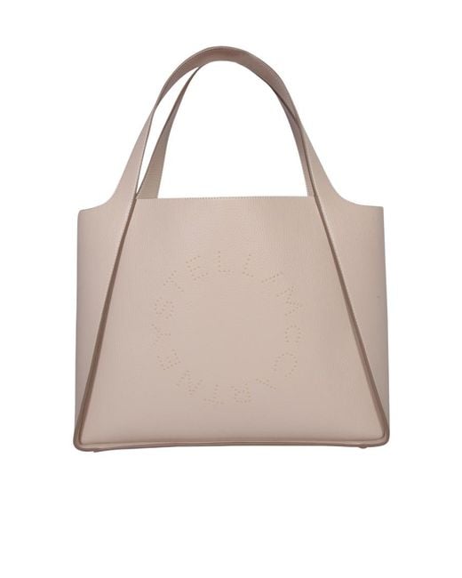 Stella McCartney Natural Logo Studded Open-Top Tote Bag
