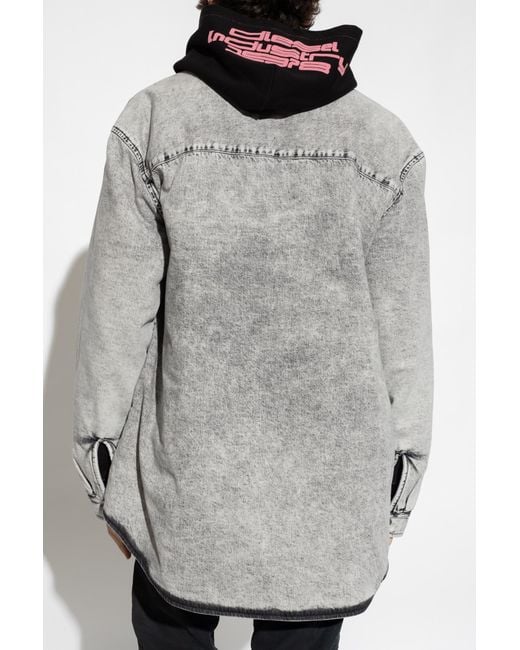 DIESEL Gray D-Flaim- Denim Shirt for men
