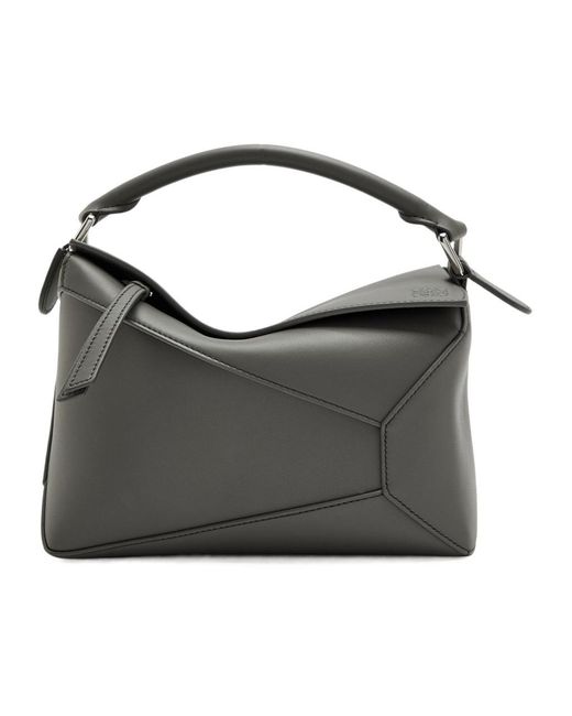 Loewe Gray Puzzle Edge Small Leather Shoulder Bag