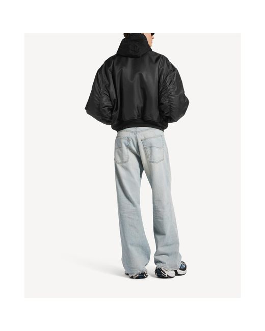 Balenciaga Black Oversized Hooded Bomber Jacket for men