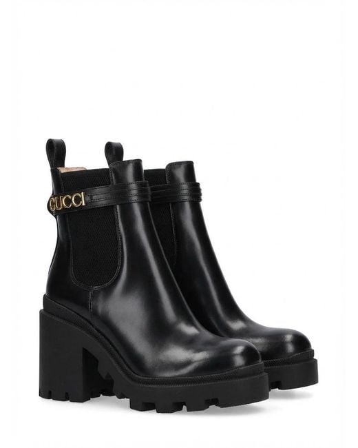 Gucci Black Logo-Lettering 70Mm Ankle Boots