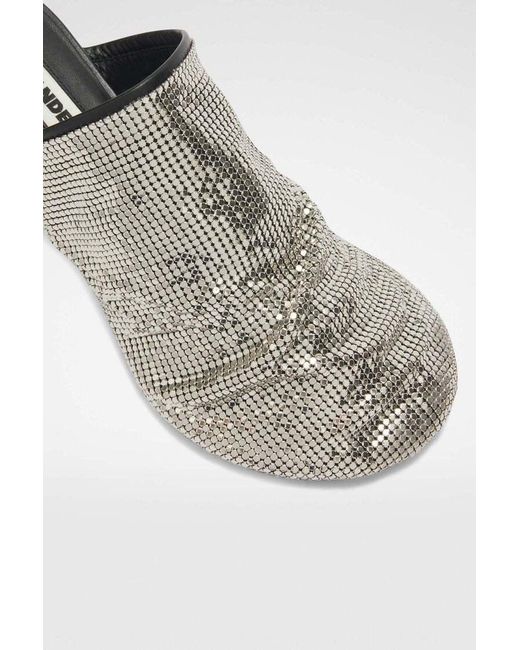 Jil Sander Gray Sequin-Mesh Mules
