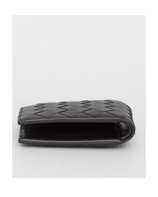 Bottega Veneta Black Intrecciato Bi-Fold Wallet for men