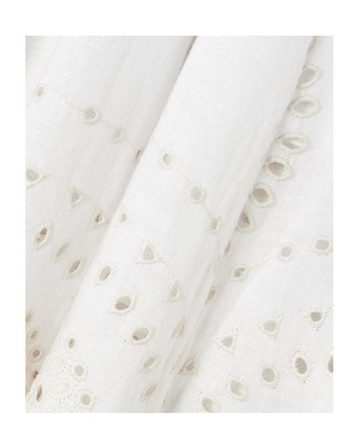 Charo Ruiz White Anglaise Cotton-Blend Midi Skirt