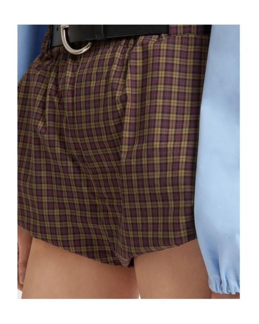Marni Brown Poplin Bloomers With Checked Pattern