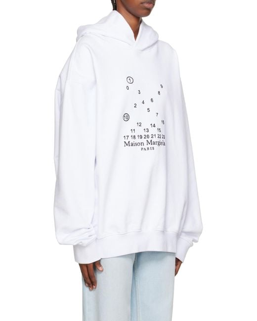 Maison Margiela White Logo Printed Long-Sleeved Hoodie for men