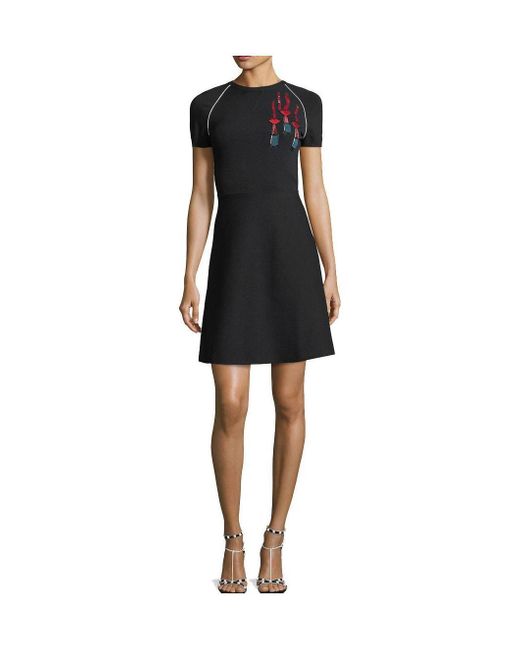 Valentino Black Lip Embroidered Jumpsuit