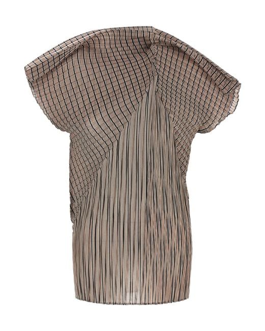 Issey Miyake Gray Generic Stripes Short-Sleeved Top