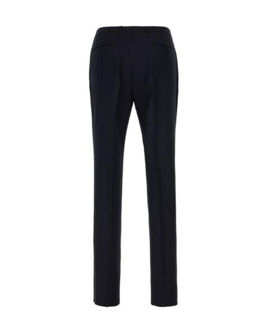 Zegna Blue Pressed-Crease Tapered Trousers for men