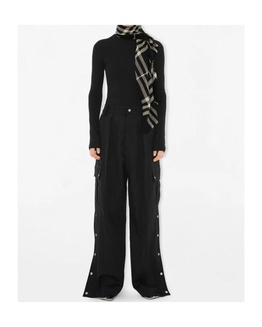Burberry Black Check Printed Frayed-Edge Scarf