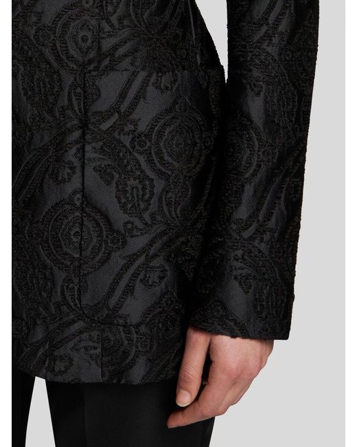 Etro Black Silk Jacquard Blazer