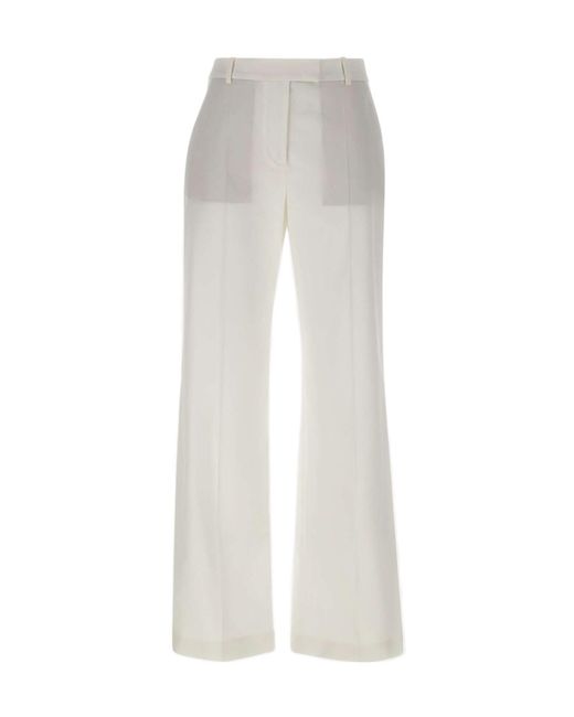Eleventy White Pleated Straight-Leg Pants
