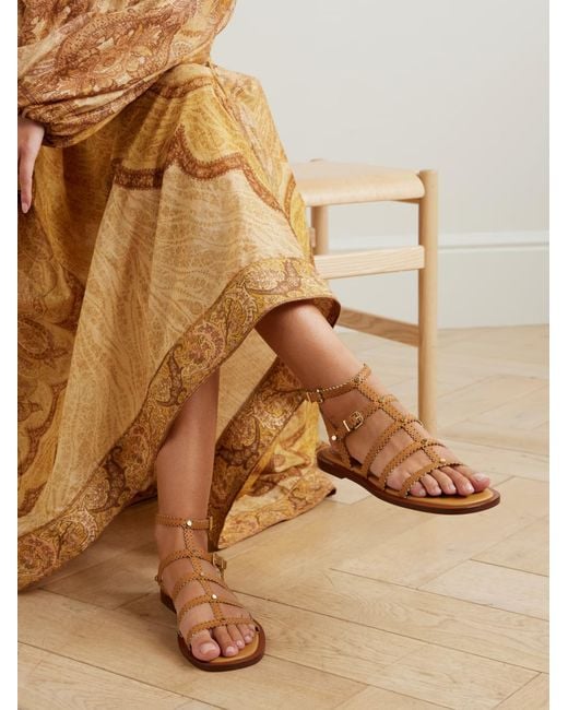 Zimmermann Metallic Goldie Leather Sandals