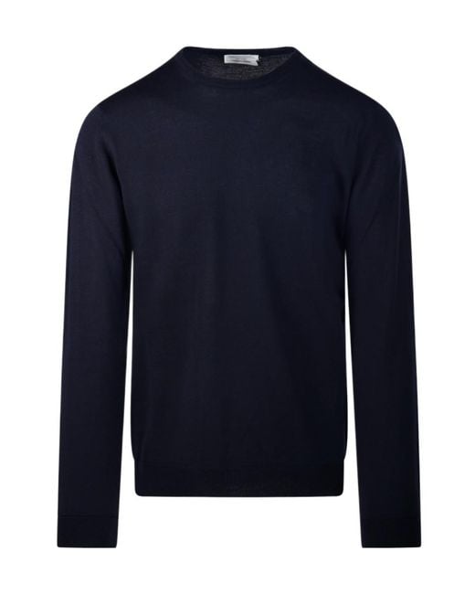 Roberto Collina Blue Fine Knit Crewneck Jumper for men