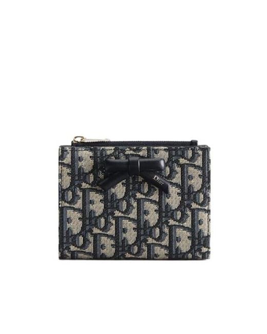 Dior Oblique Bow Dahlia Wallet in Black | Lyst