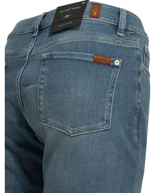 7 For All Mankind Blue Relaxed Skinny Jeans