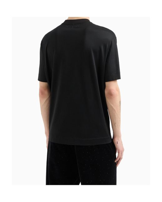 Emporio Armani Black Motif Embroidered Crewneck T-Shirt for men