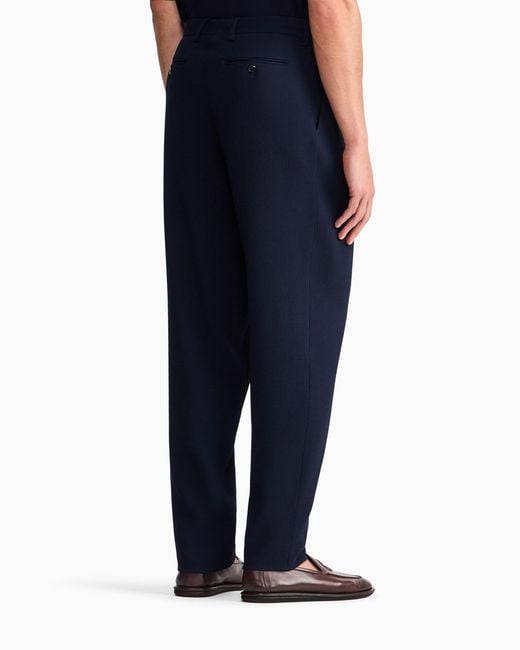 Giorgio Armani Blue Pleated Tailored Trousers for men