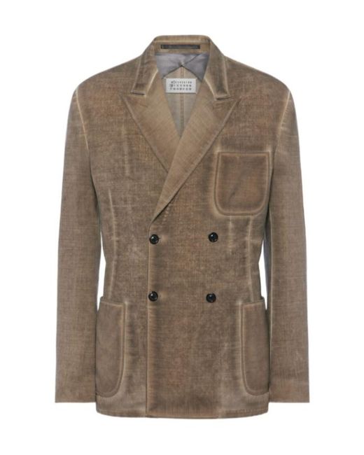 Maison Margiela Brown Double-Breasted Vintage Effect Blazer for men