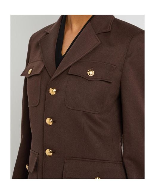 Nili Lotan Brown Wool Long-Sleeved Casual Jacket