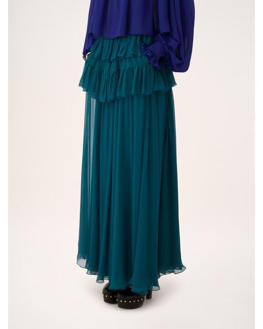 Chloé Blue Ruffled Maxi Skirt