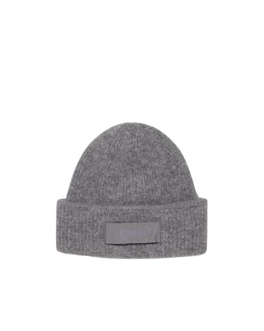 Jacquemus Gray Ribbed Hat for men